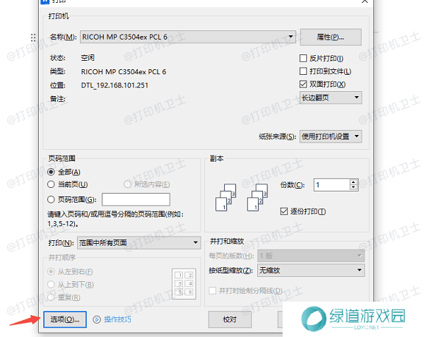 选择正确的打印选项