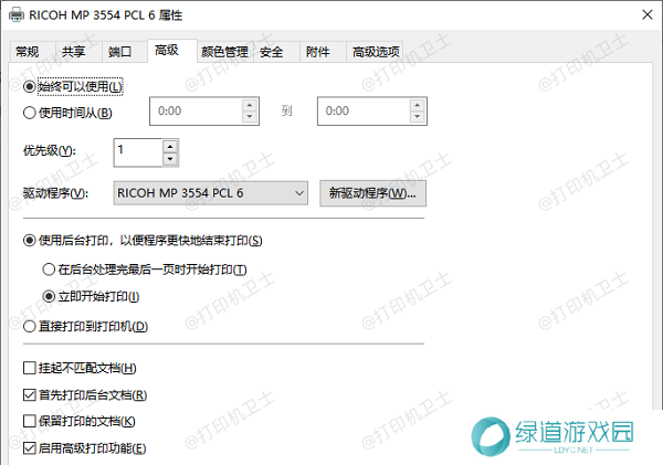 检查打印机设置