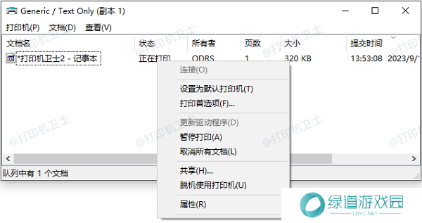 检查打印队列和暂停状态
